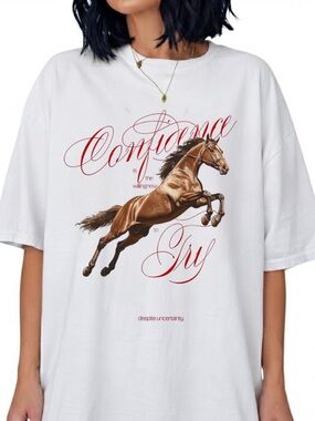 Confidence Is The Willingness To Try Jumping Horse Equestrian Vintage T-Shirt